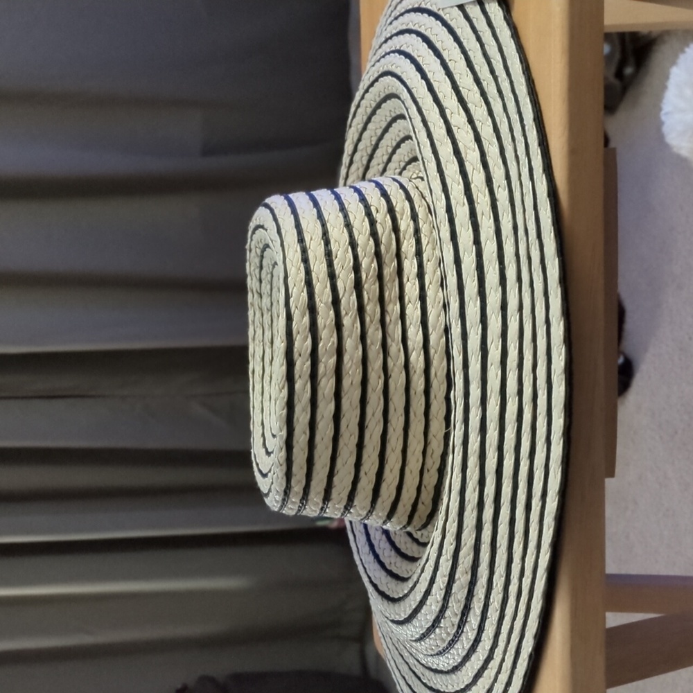 Tan and Black striped straw sunhat